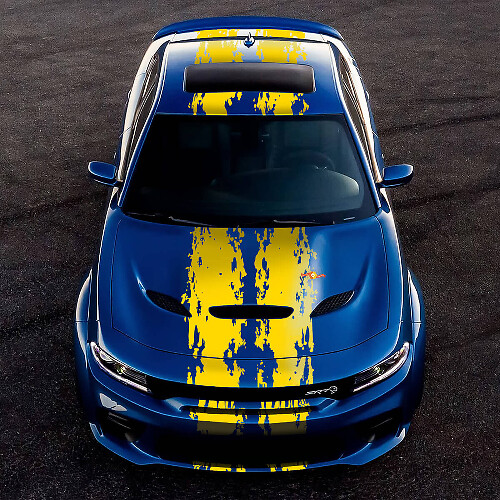 Kit de décalcomanies en vinyle à double bande latérale supérieure style splash pour Dodge Challenger ou Charger