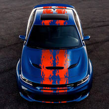 Kit de décalcomanies en vinyle à double bande latérale supérieure style splash pour Dodge Challenger ou Charger_2