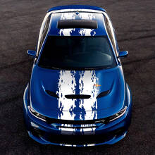 Kit de décalcomanies en vinyle à double bande latérale supérieure style splash pour Dodge Challenger ou Charger_3