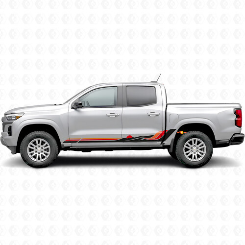 Bandes en vinyle rétro en forme d’onde montagneuse pour portes & jupes latérales Chevrolet Colorado 3e génération 2023-2026