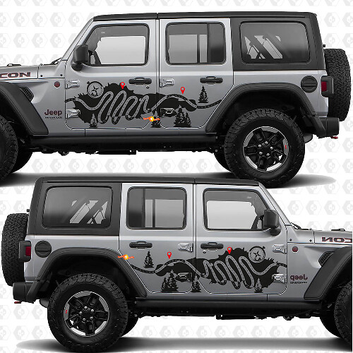 Autocollant Vinyle Décalcomanie Boussole Carte de Randonnée Nature pour Jeep Wrangler_1