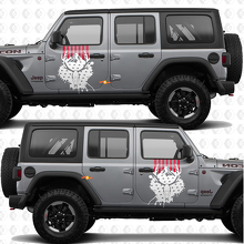 Sticker autocollant en vinyle rayé drapeau US crâne de cerf portes latérales compatible Jeep Wrangler 2