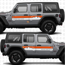 Autocollant vinyle personnalisé rayures montagnes côtés portes convient pour Jeep Wrangler 2