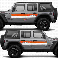 Autocollant vinyle personnalisé rayures montagnes côtés portes convient pour Jeep Wrangler 2