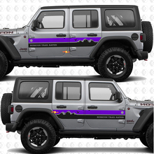 Autocollant vinyle personnalisé rayures montagnes côtés portes convient pour Jeep Wrangler 3