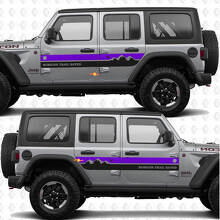 Autocollant vinyle personnalisé rayures montagnes côtés portes convient pour Jeep Wrangler 3