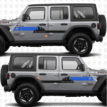 Texte personnalisé Montagnes Bandes d'altitude élevée Portes latérales Autocollant vinyle compatible Jeep Wrangler 2