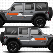 Texte personnalisé Montagnes Bandes d'altitude élevée Portes latérales Autocollant vinyle compatible Jeep Wrangler 3