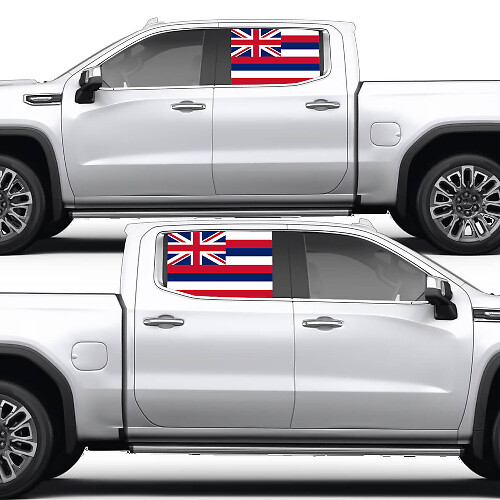 Autocollant Vinyle Drapeau Hawaïen pour Fenêtre Latérale GMC Sierra 2023