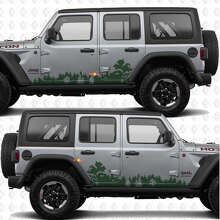 Autocollant vinyle décoratif portes latérales Paysage nature forestière compatible Jeep Wrangler JL 3