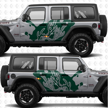 Sticker décalcomanie en vinyle silhouette de bois de cerf côté portes avec éclaboussures compatible Jeep Wrangler 3