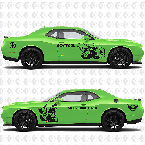 Autocollant vinyle décoratif côté abeille Custom Scatpool ou Wolverine Pack pour Dodge Challenger