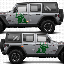 Autocollant en vinyle Déchirure de Montagnes de Crâne de Cerf Compatible avec les Portes Latérales Jeep Wrangler 2