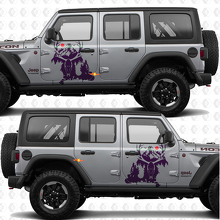 Autocollant en vinyle Déchirure de Montagnes de Crâne de Cerf Compatible avec les Portes Latérales Jeep Wrangler 3
