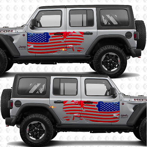 Autocollant vinyle latéral style éclaboussure drapeau USA pour Jeep Wrangler