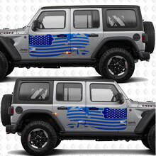 USA Autocollant Vinyle Drapeau Patriotique Américain pour Portes Latérales, Compatible Jeep Wrangler 2
