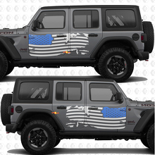 USA Autocollant Vinyle Drapeau Patriotique Américain pour Portes Latérales, Compatible Jeep Wrangler 3