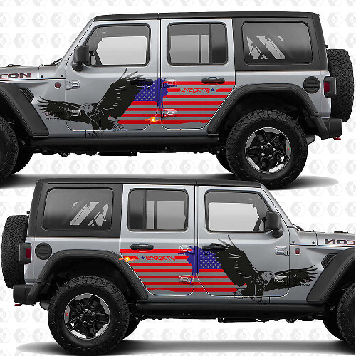 Autocollant en vinyle drapeau patriotique américain aigle chauve pour portes latérales Jeep Wrangler