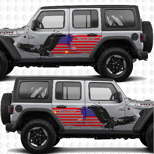 USA Drapeau Patriotique Américain Autocollant en vinyle Ailes latérales Aigle à tête blanche Compatible avec Jeep Wrangler