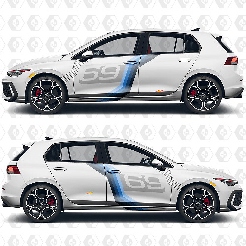 Autocollants Vinyle Sport Personnalisés avec Numéro pour Volkswagen Golf Gti