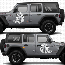 Autocollant en vinyle pour portes latérales Skull Goat avec drapeau US, compatible Jeep Wrangler 3