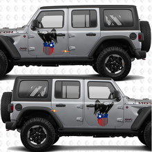 Autocollant vinyle de porte latérale drapeau américain Aigle royal convient pour Jeep Wrangler 3