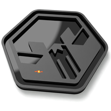 Badge de garde-boue Tête de mort dans un hexagone Emblème de hayon Badge 3D 4