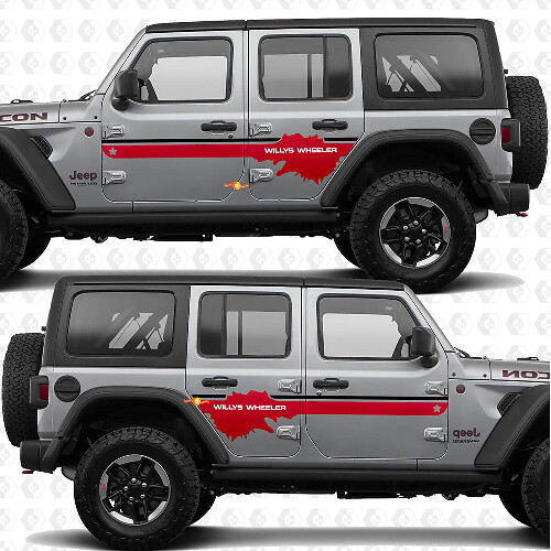 Autocollant vinyle texte personnalisé pour portières latérales compatible Jeep Wrangler Jeep-Wrangler Willys Wheeler