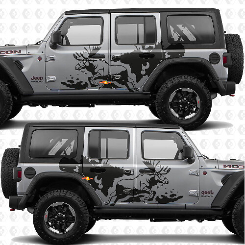 Autocollant en vinyle Moose Splash Run portes latérales compatible Jeep Wrangler