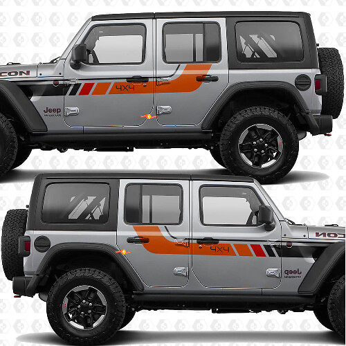 Kit d'autocollants vinyle rétro pour portes latérales 4x4 pour Jeep Wrangler