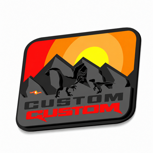 Raptor Custom Sunset Mountains Dinosaur 3D — Emblème (aile, hayon) pour Ford Bronco