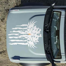 Autocollants Déco Aigle Blanc Drapeau Américain Capot pour Musclecar horse_7