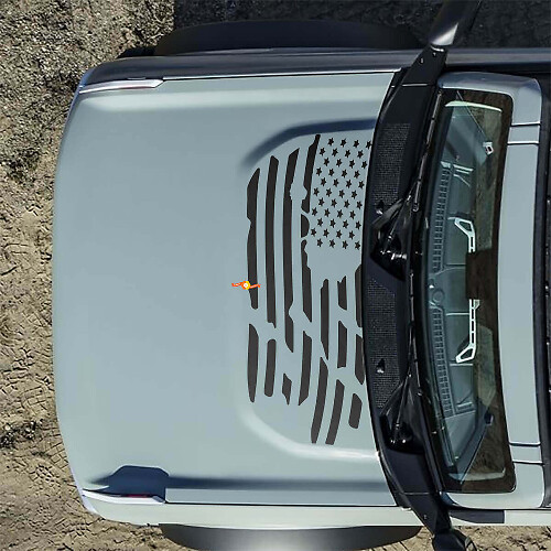 Autocollants Déchirés Drapeau Américain Capot pour Ford Bronco