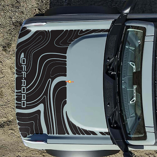 Autocollant Vinyle Graphique Capot Tout-Terrain Topographique 2 pour Ford Bronco