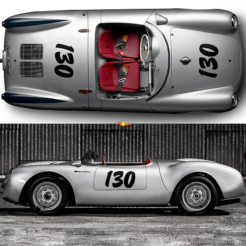 Kit complet Porsche 130 Little Bastard James Dean Kit Autocollants Bandes Latérales PORSCHE 550