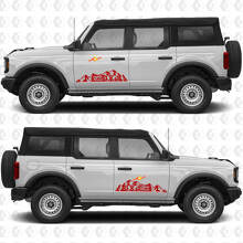 Autocollant vinyle graphique latéral de porte 4x4 tout-terrain montagne compatible avec Ford Bronco 2