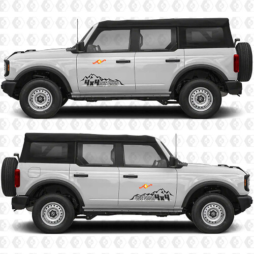 Autocollants vinyle 4x4 tout-terrain montagnes portes latérales 3 pour Ford Bronco