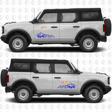 Autocollant vinyle graphique latéral de porte 4x4 tout-terrain montagnes compatible avec Ford Bronco 2