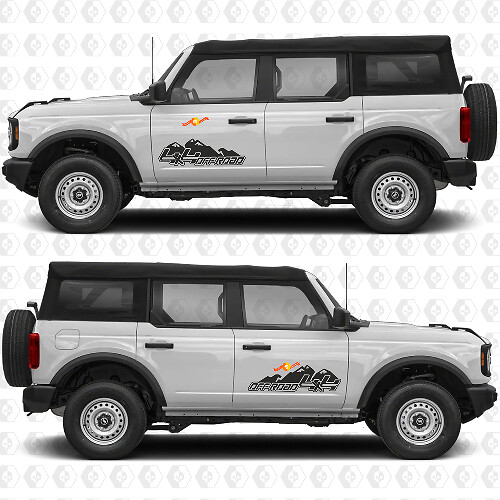 Autocollants graphiques 4x4 tout-terrain pour portes latérales Ford Bronco