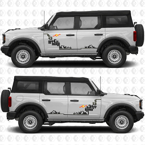 2x 4x4 Off Road Autocollants Graphiques de Marchepied de Portes Latérales pour Ford Bronco