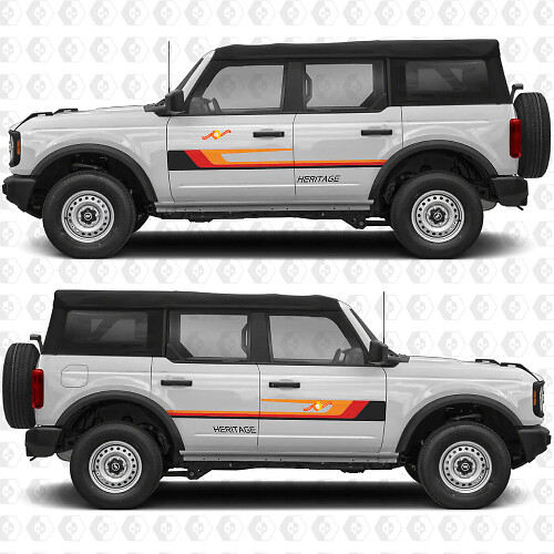 Autocollants Vinyle Classic Retro Racing Stripes Portes pour Ford Bronco Heritage