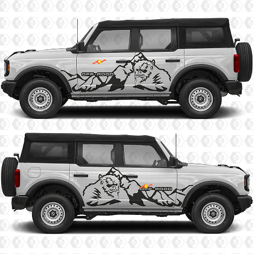 Yeti 4x4 Off Road Mountains Side Doors Graphics Vinyl Decal Sticker fits to Ford Bronco