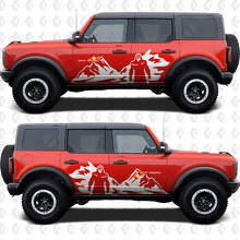 Graphiques Vinyle Autocollant Portes Latérales Montagnes Yeti Off Road compatible avec Ford Bronco 3