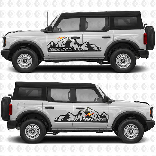 Autocollant en vinyle graphique pour portes latérales Mountains Side compatible avec Ford Bronco Badlands