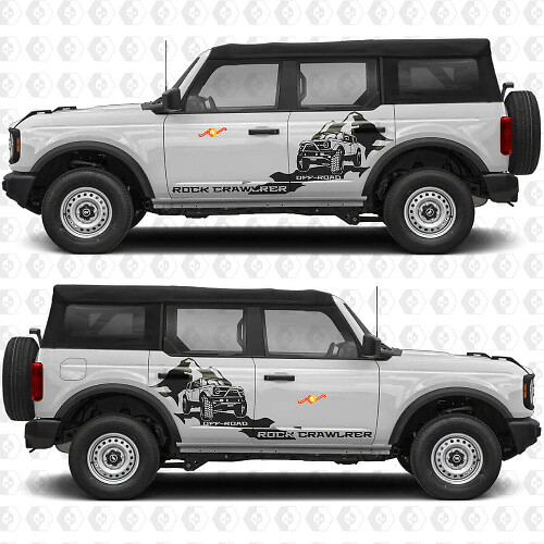 Autocollant en vinyle graphique de portes latérales Rock Crawler Mountains compatible avec Ford Bronco