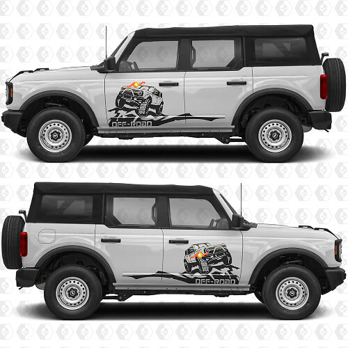 Autocollant en vinyle graphique de portes latérales Rock Crawler Mountains 3 pour Ford Bronco