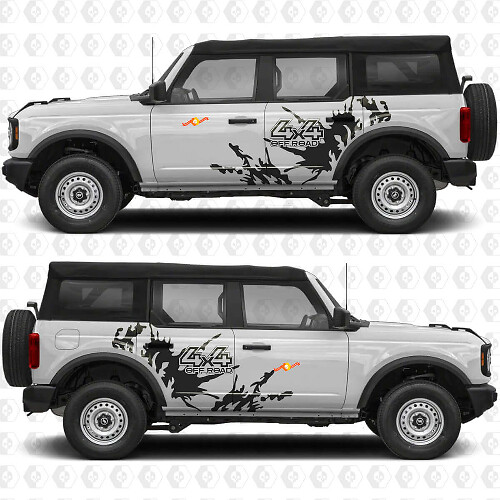 Autocollants en vinyle décoratifs pour portes latérales anti-projection 4x4 tout-terrain adaptés au Ford Bronco