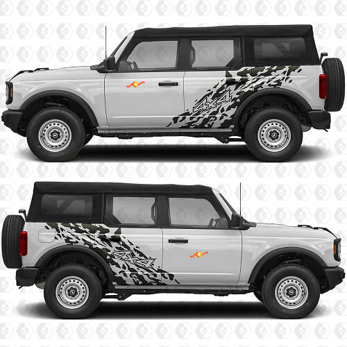 Autocollant en vinyle 4x4 Off Road Splash Side Doors Graphics 3 pour Ford Bronco
