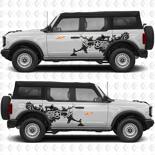 Autocollant Vinyle Graphique Splash Star Militaire pour Portes Latérales compatible avec Ford Bronco