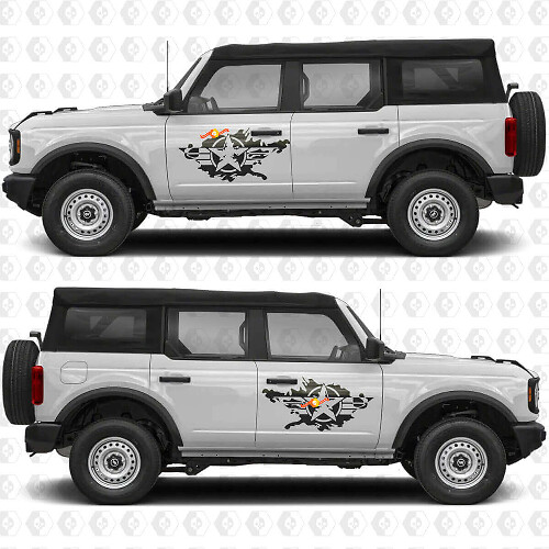 Autocollant vinyle décoratif Military Star Splash Doors pour Ford Bronco